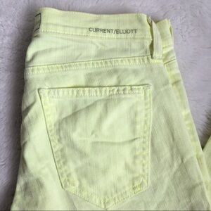 Current Elliott The Stiletto Neon Yellow Jeans 24